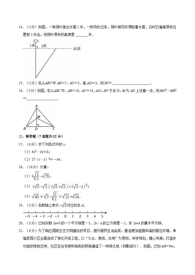 +陕西省咸阳市秦都区启迪中学2024-2025学年八年级上学期第一次月考数学试卷第3页