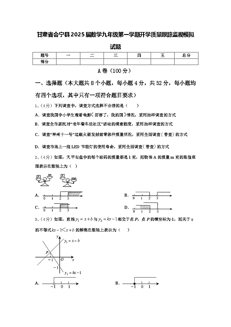 甘肃省会宁县2025届数学九年级第一学期开学质量跟踪监视模拟试题【含答案】第1页
