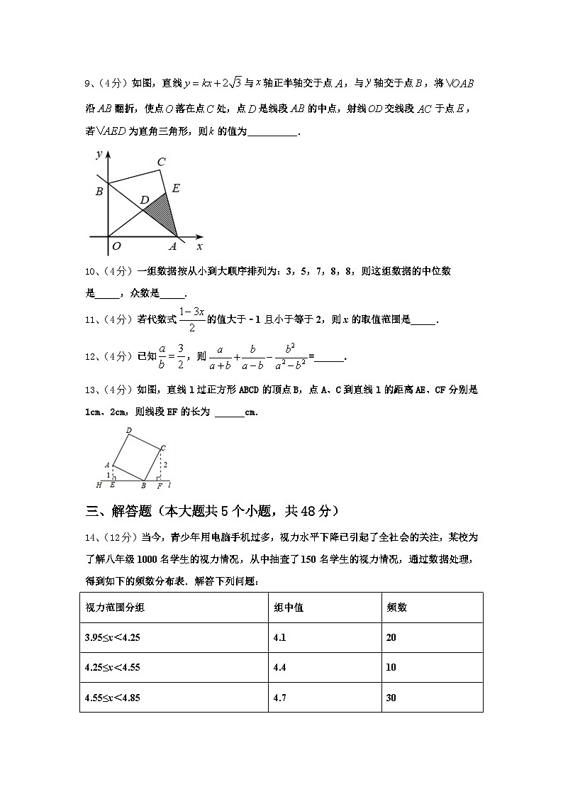 甘肃省张掖甘州中学2024-2025学年数学九年级第一学期开学复习检测试题【含答案】第3页