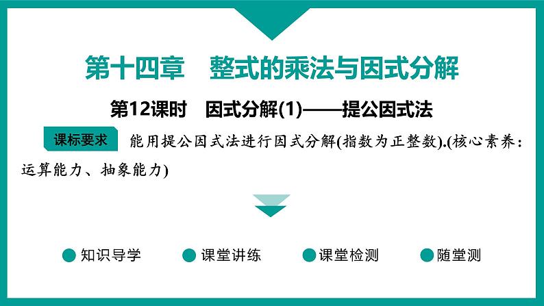 第14章 整式的乘法与因式分解 人教版八年级上册 第12课时　因式分解(1)——提公因式法课件第1页