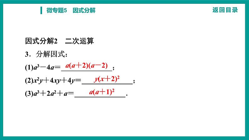 第14章 整式的乘法与因式分解 人教版八年级上册 微专题5　因式分解课件第5页