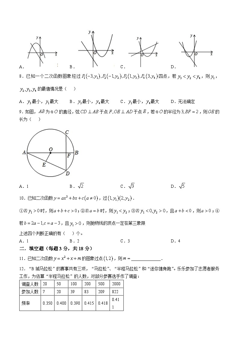 浙江省宁波市2024-2025学年九年级上学期10月月考数学试题第2页