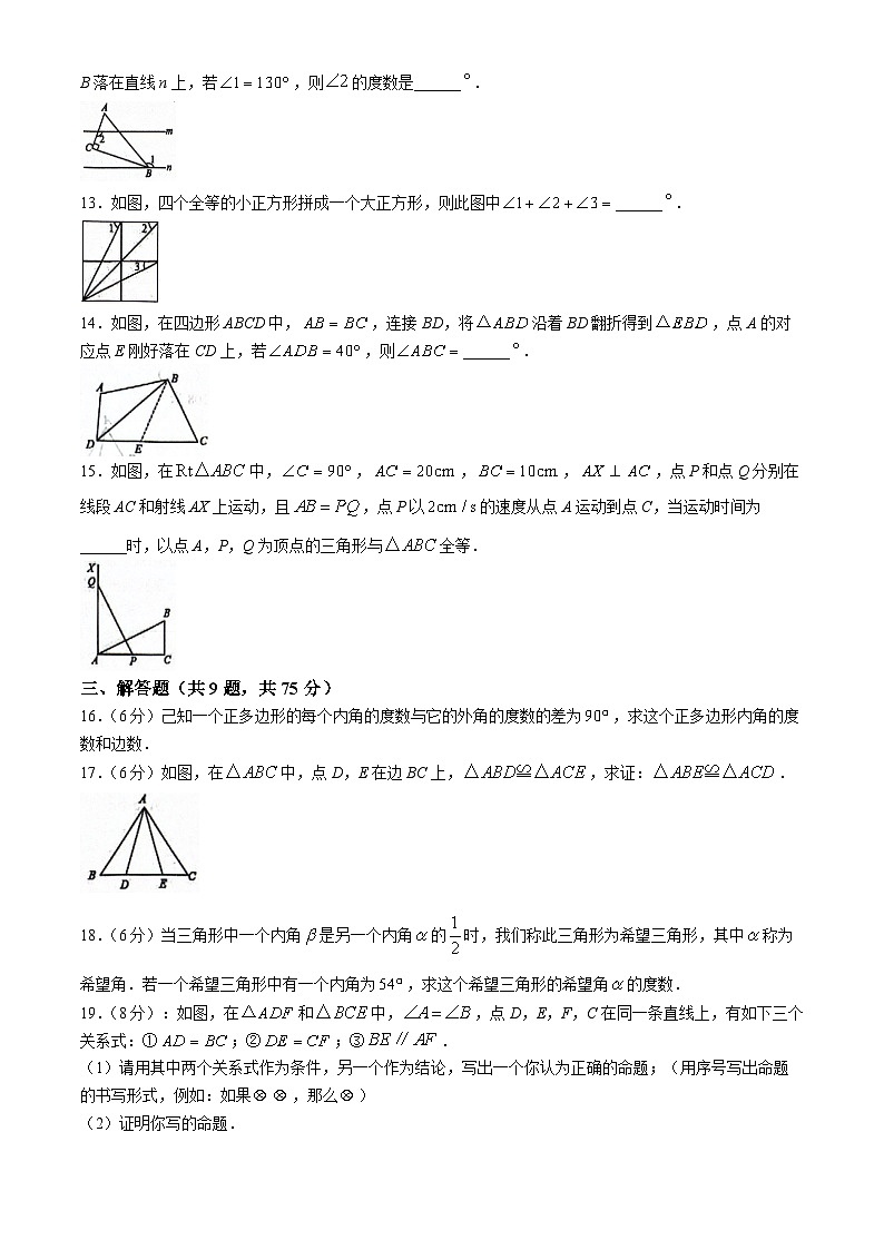 湖北省随州市广水市2024-2025学年八年级上学期十月质量检测数学试卷第3页
