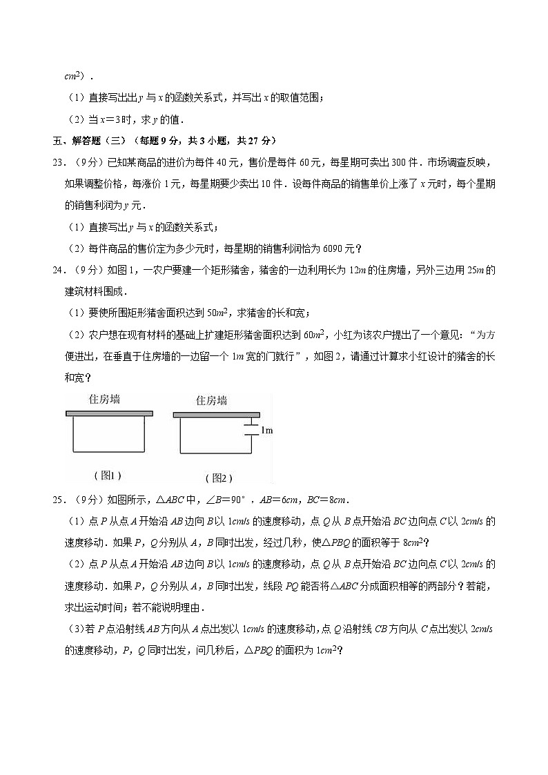 广东省东莞市振安初级中学2024-2025学年九年级上学期第一次月考数学试卷第3页