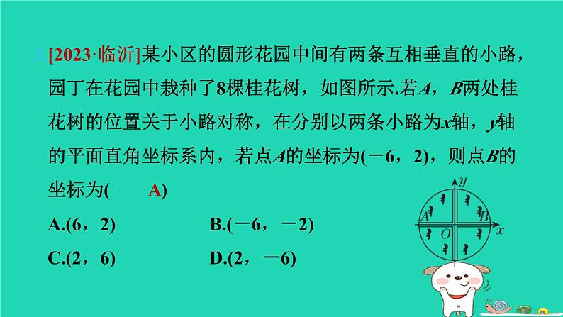 2024八年级数学下册第3章图形与坐标3.3轴对称和平移的坐标表示3.3.1轴对称的坐标表示习题课件新版湘教版第5页