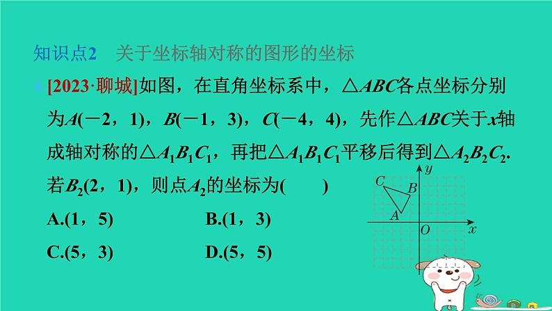 2024八年级数学下册第3章图形与坐标3.3轴对称和平移的坐标表示3.3.1轴对称的坐标表示习题课件新版湘教版第6页