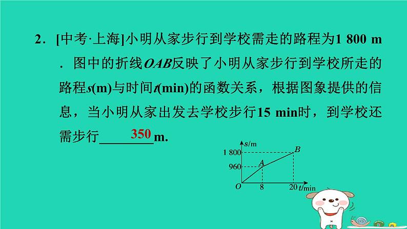 2024八年级数学下册第4章一次函数4.5一次函数的应用4.5.1利用分段函数及交点坐标解决问题习题课件新版湘教版03