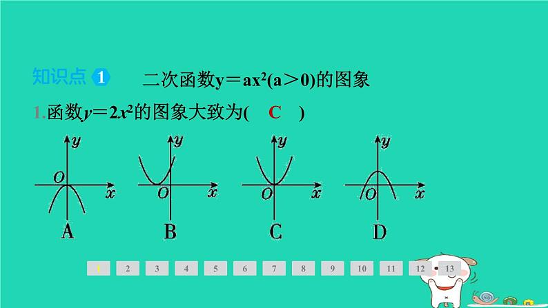 2024九年级数学下册第1章二次函数1.2二次函数的图象与性质1.2.1二次函数y＝ax2(a＞0)的图象与性质习题课件新版湘教版第2页