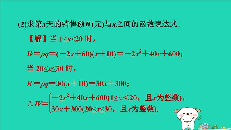 2024九年级数学下册第1章二次函数1.5二次函数的应用1.5.3营销中的最值习题课件新版湘教版04