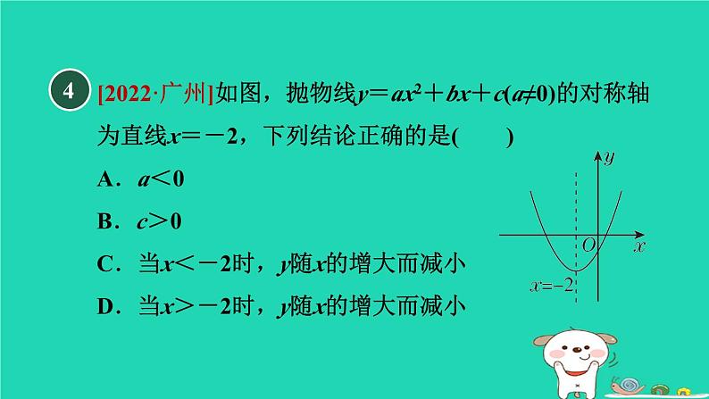 2024九年级数学下册第1章二次函数集训课堂测素质二次函数的图象与性质习题课件新版湘教版07