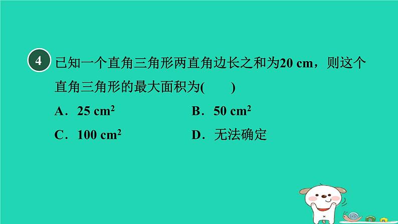 2024九年级数学下册第1章二次函数集训课堂测素质二次函数的应用习题课件新版湘教版07