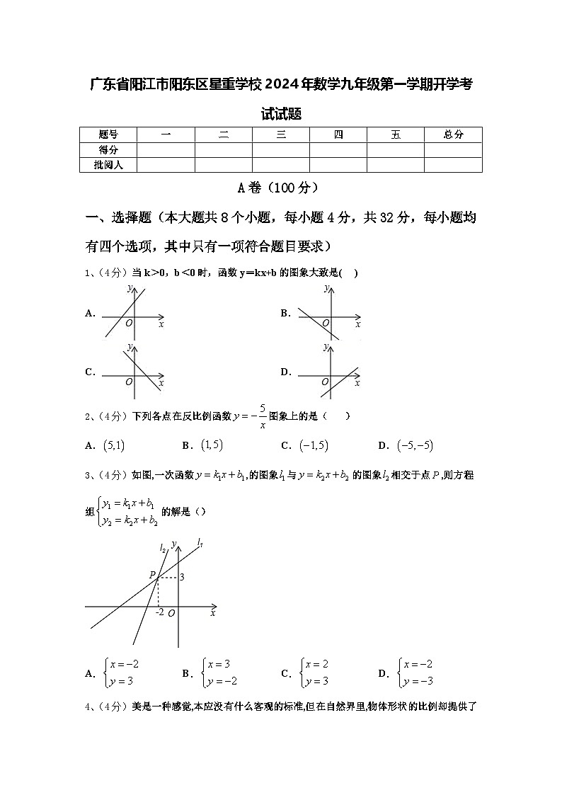 广东省阳江市阳东区星重学校2024年数学九年级第一学期开学考试试题【含答案】01