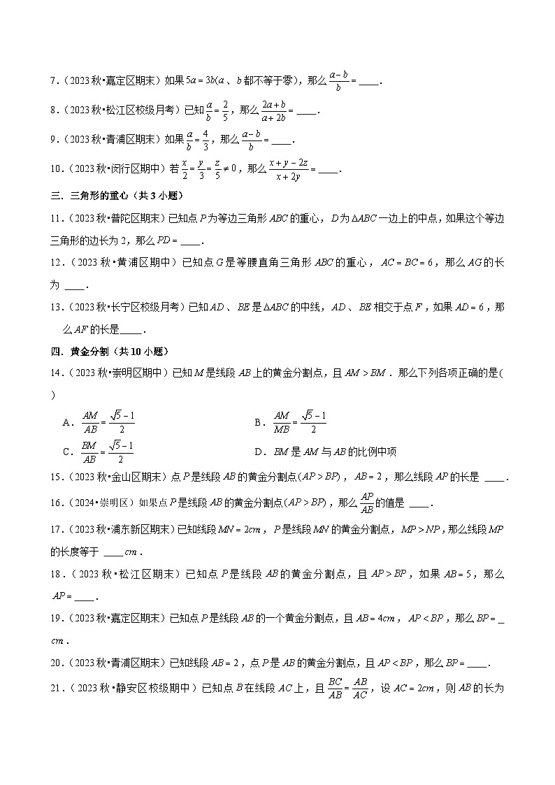 专题01 相似三角形（考题猜想，易错必刷40题9种题型专项训练）（学生版） 2024-2025学年九年级数学上学期期中考点大串讲（沪教版）第2页