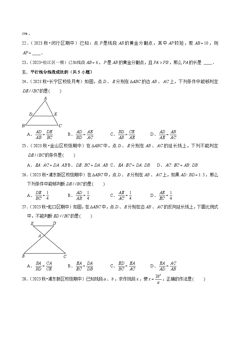 专题01 相似三角形（考题猜想，易错必刷40题9种题型专项训练）（学生版） 2024-2025学年九年级数学上学期期中考点大串讲（沪教版）第3页