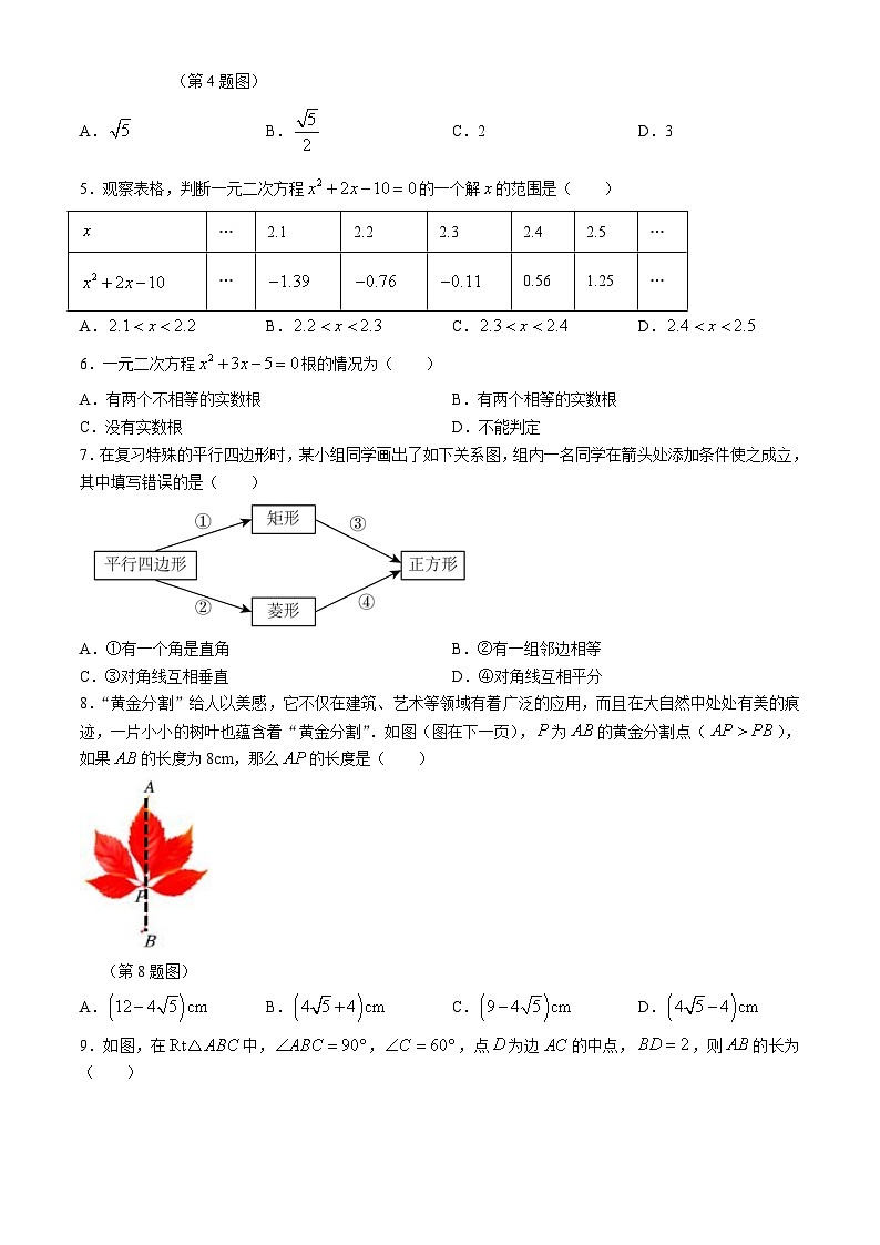 广东省佛山市澜石中学2024-2025学年九年级上学期10月月考数学试卷(无答案)第2页