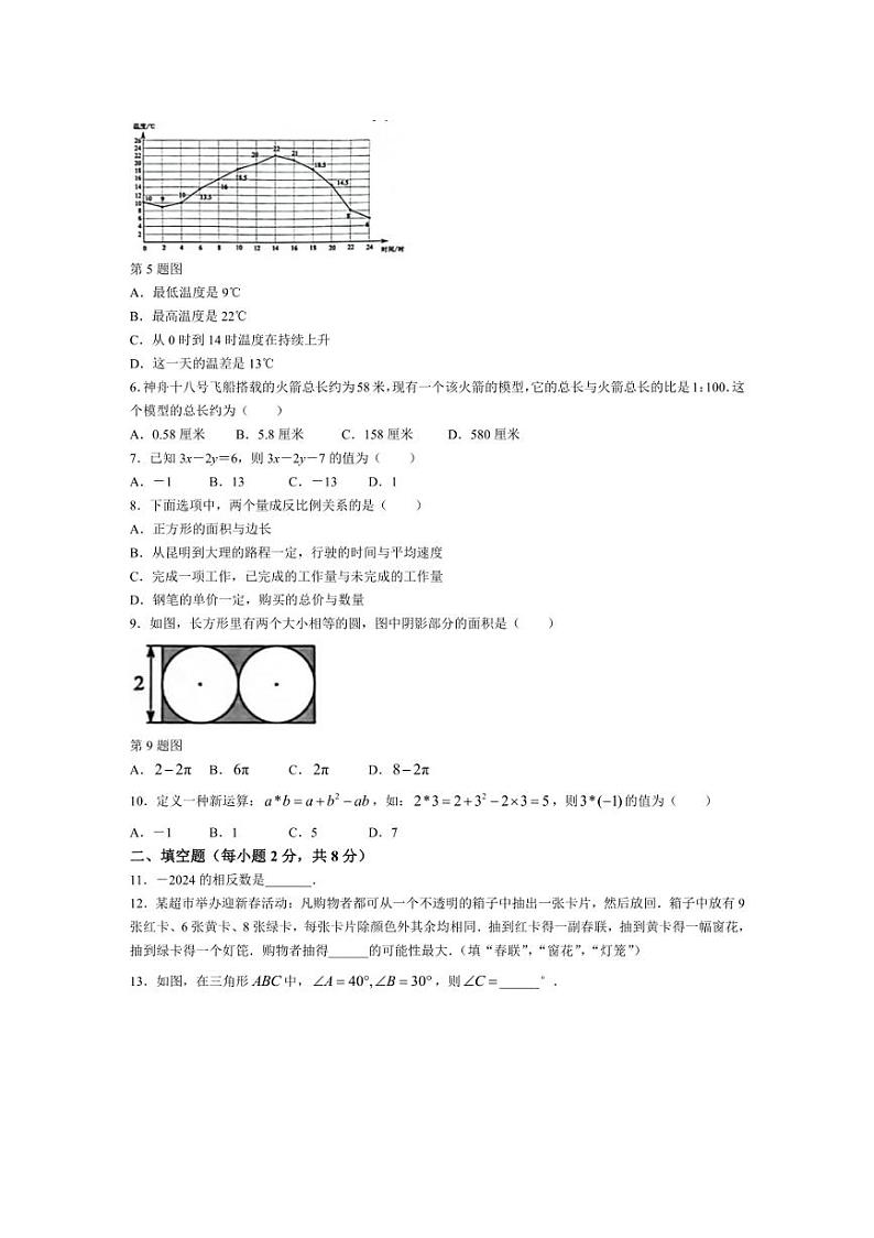 [数学]云南省昆明市2024～2025学年上学期七年级学业质量监测试卷月考试题(有答案)第2页
