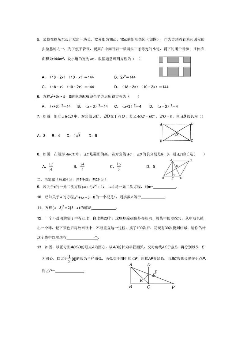 [数学]四川省成都石室中学2024～2025学年九年级上期10月月考试题(有答案)第2页