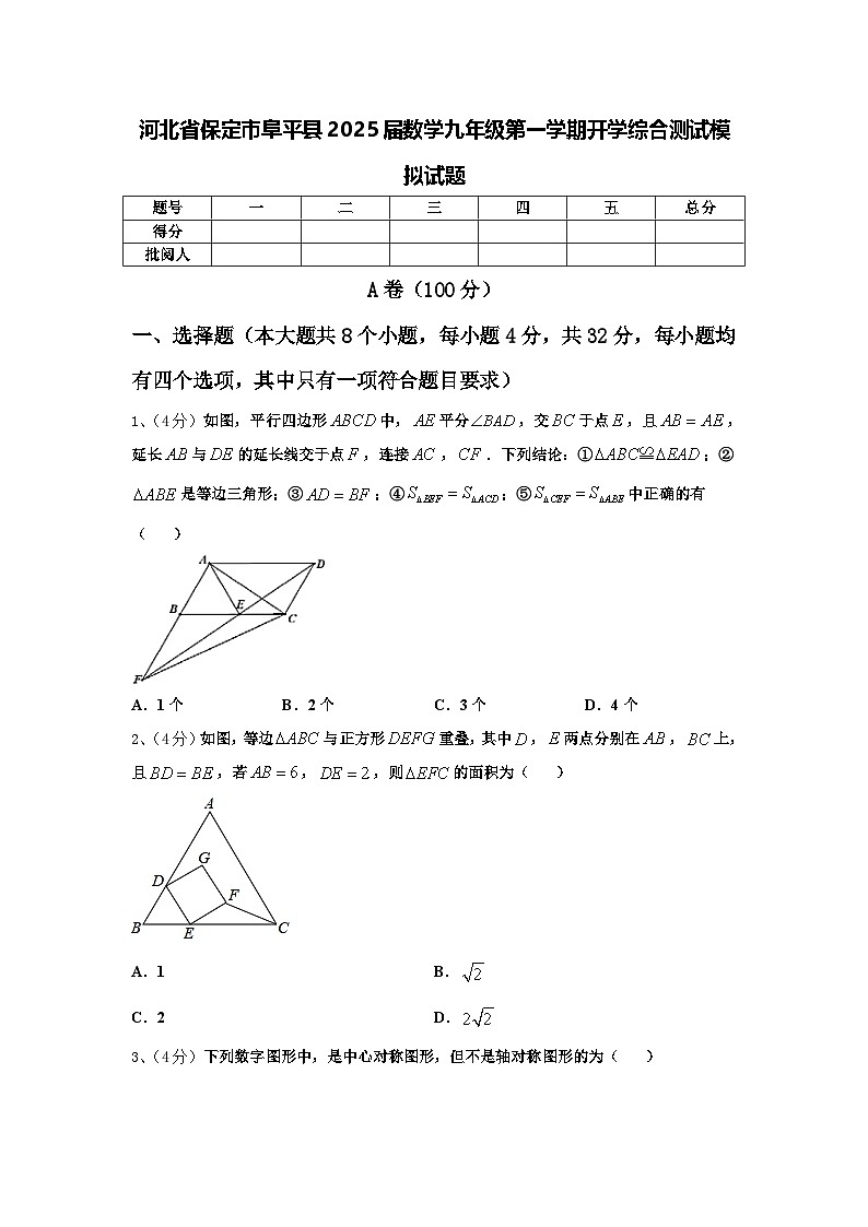河北省保定市阜平县2025届数学九年级第一学期开学综合测试模拟试题【含答案】第1页