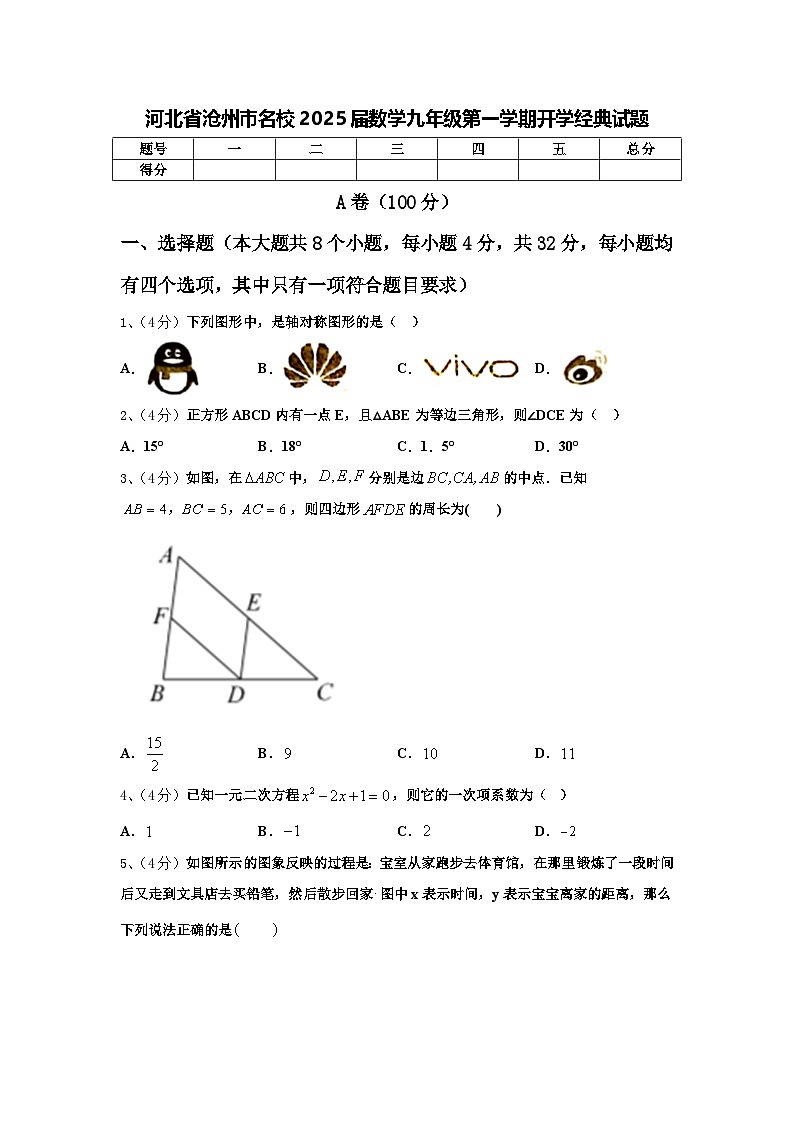 河北省沧州市名校2025届数学九年级第一学期开学经典试题【含答案】第1页