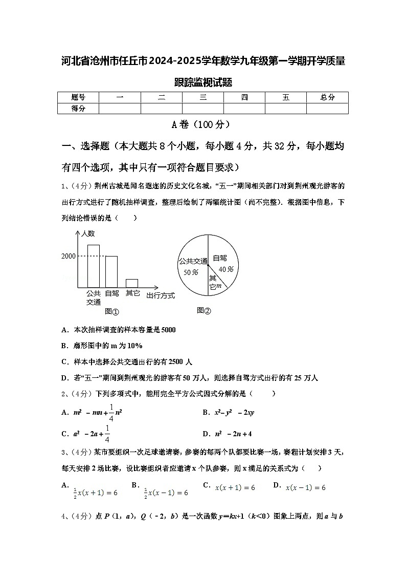河北省沧州市任丘市2024-2025学年数学九年级第一学期开学质量跟踪监视试题【含答案】01