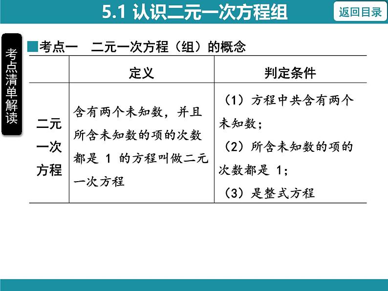 5.1 认识二元一次方程组-知识考点梳理 北师大版数学八年级上册课件第3页