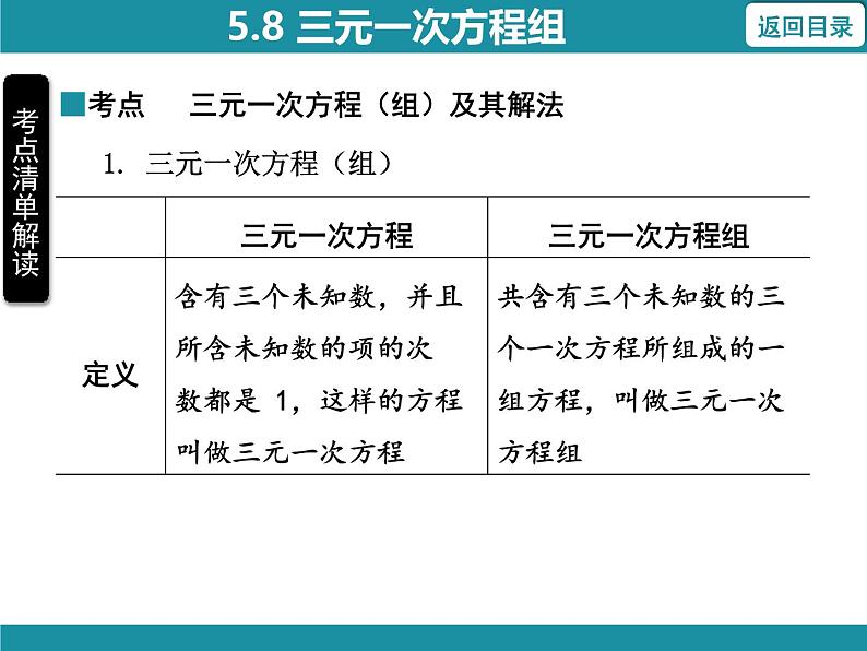 5.8 三元一次方程组-知识考点梳理 北师大版数学八年级上册课件第3页