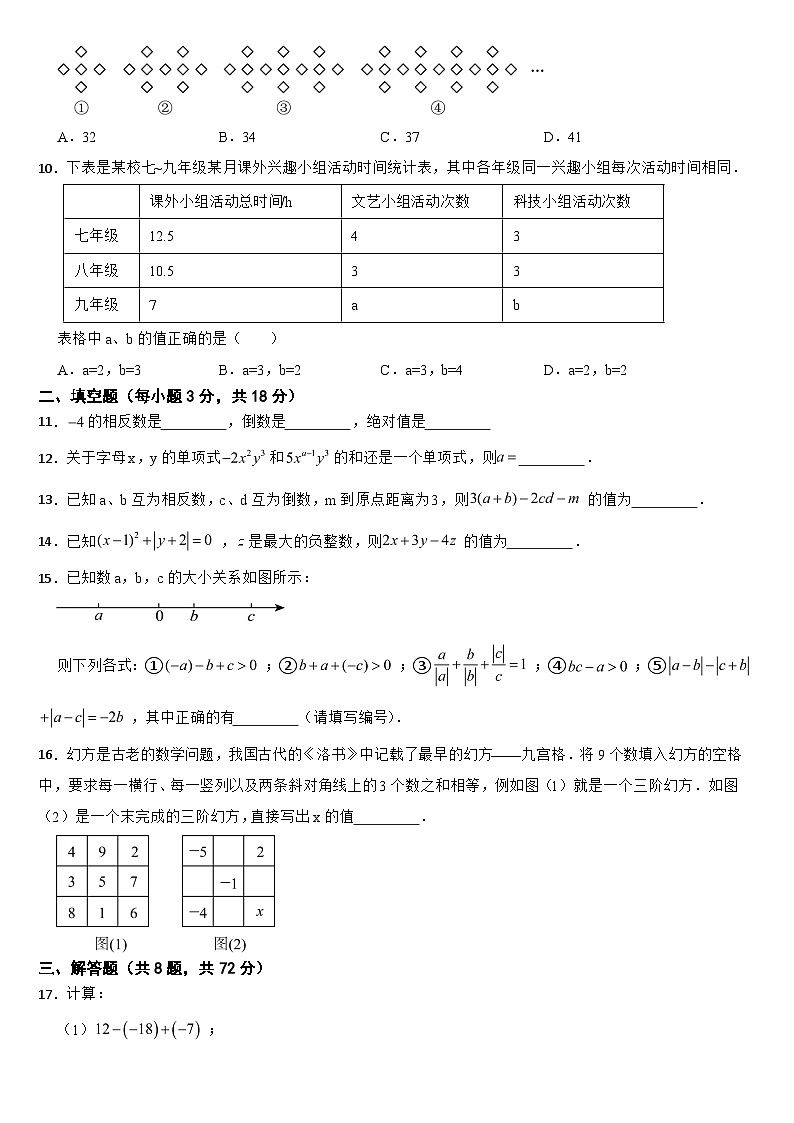 湖北省武汉市2024年七年级上学期期中数学试题【附参考答案】第2页