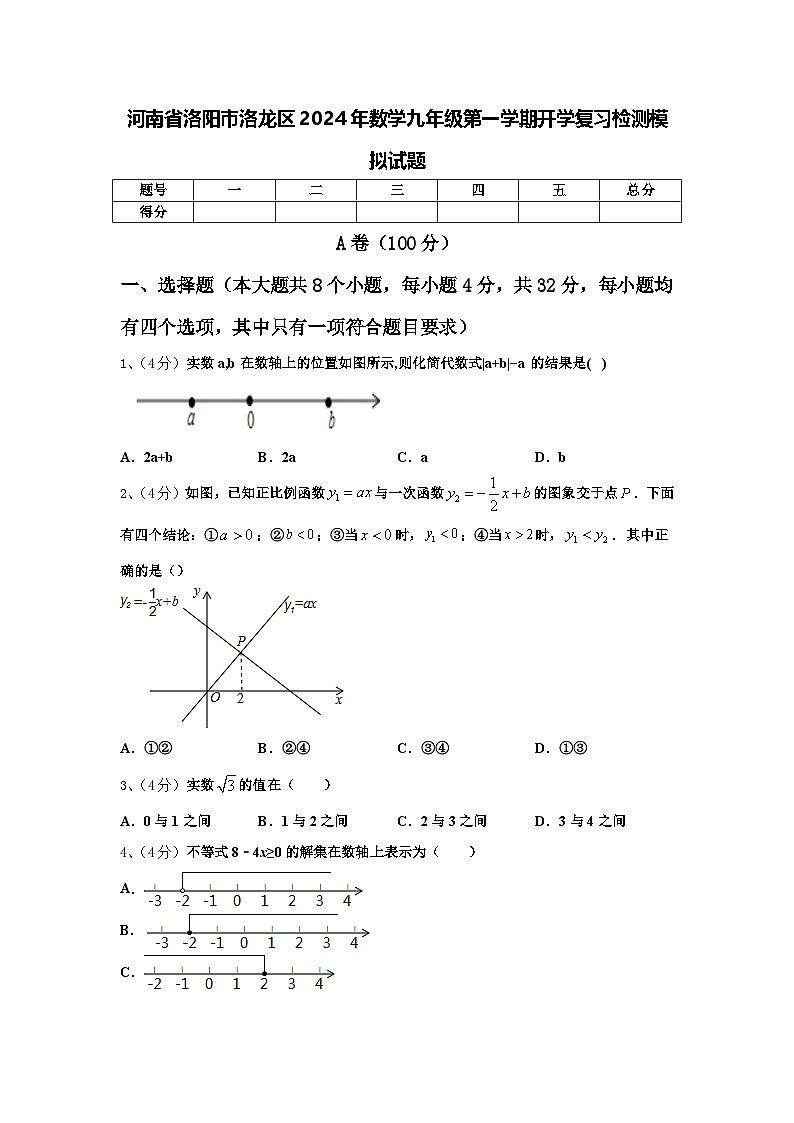 河南省洛阳市洛龙区2024年数学九年级第一学期开学复习检测模拟试题【含答案】第1页
