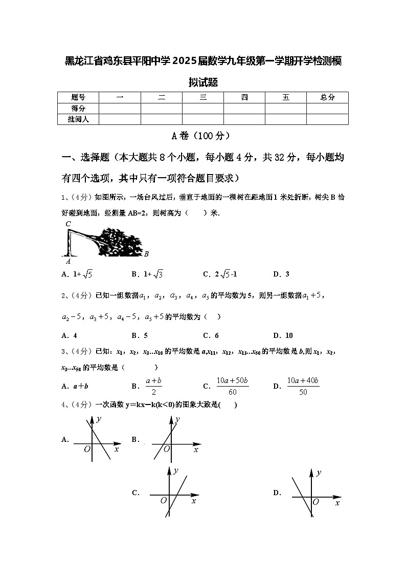 黑龙江省鸡东县平阳中学2025届数学九年级第一学期开学检测模拟试题【含答案】第1页