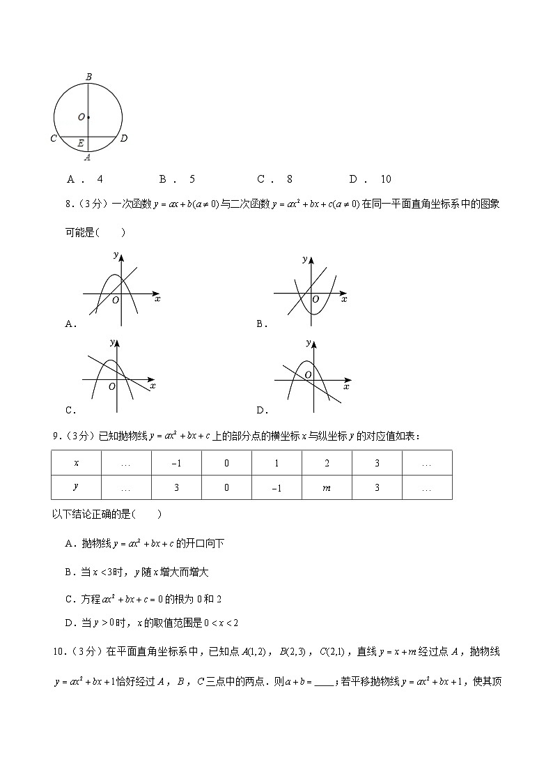 浙江省杭州市上城区丁荷中学2023—-2024学年上学期九年级期中数学试卷02