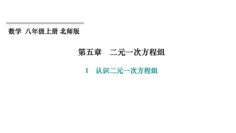 第5章 二元一次方程组 北师大版八年级上册习题课件 认识二元一次方程组第1页