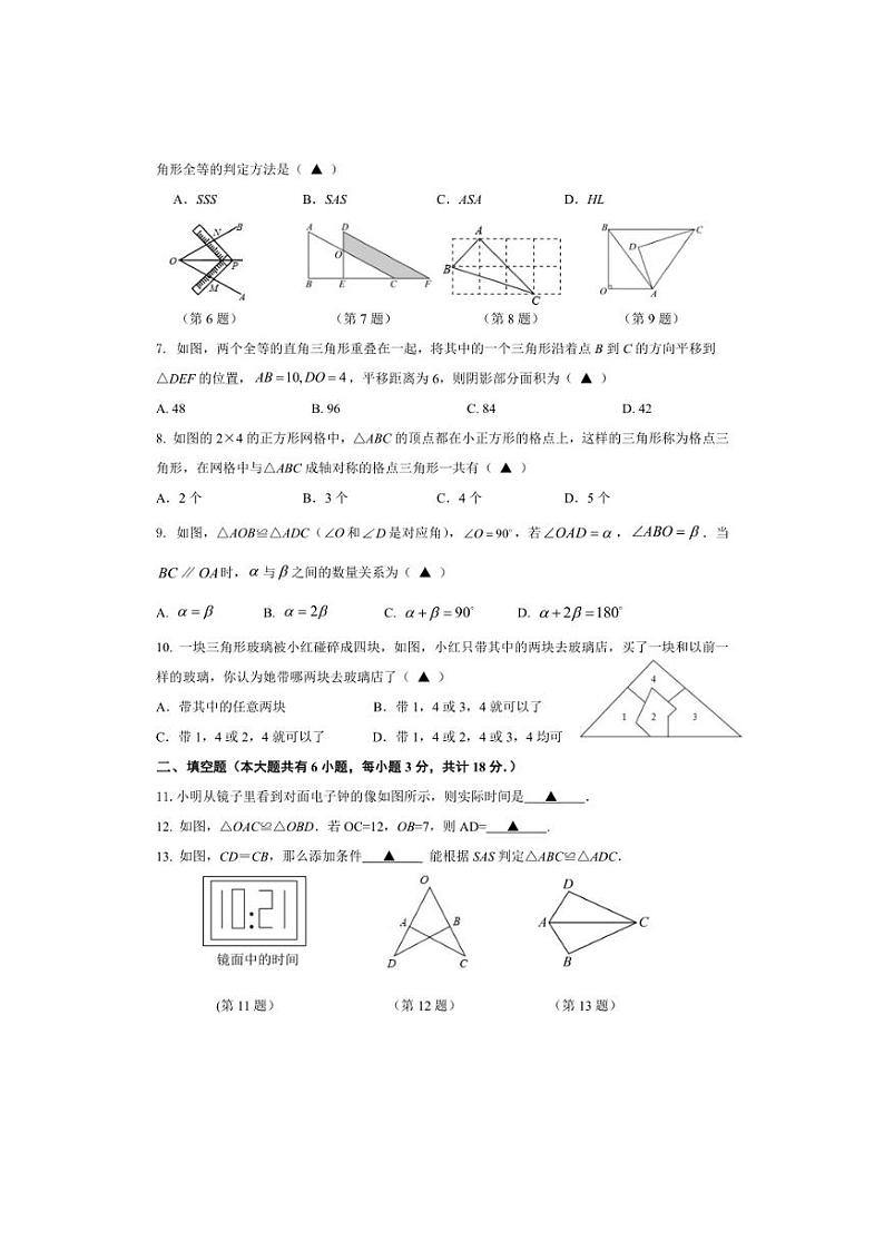 [数学]江苏省镇江市新区2024—2025学年八年级上学期十月月考数学试卷(有答案)第2页