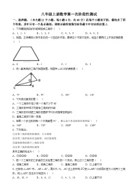 山东省齐河县安头乡中学2024-2025学年八年级上学期第一次月考数学试题(无答案)