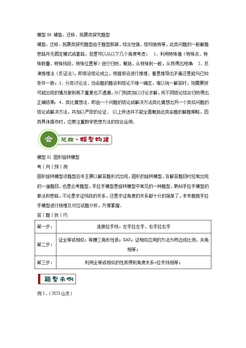 中考数学：答题技巧与模板构建 专题13 几何类比探究题型（学案原卷版）第3页