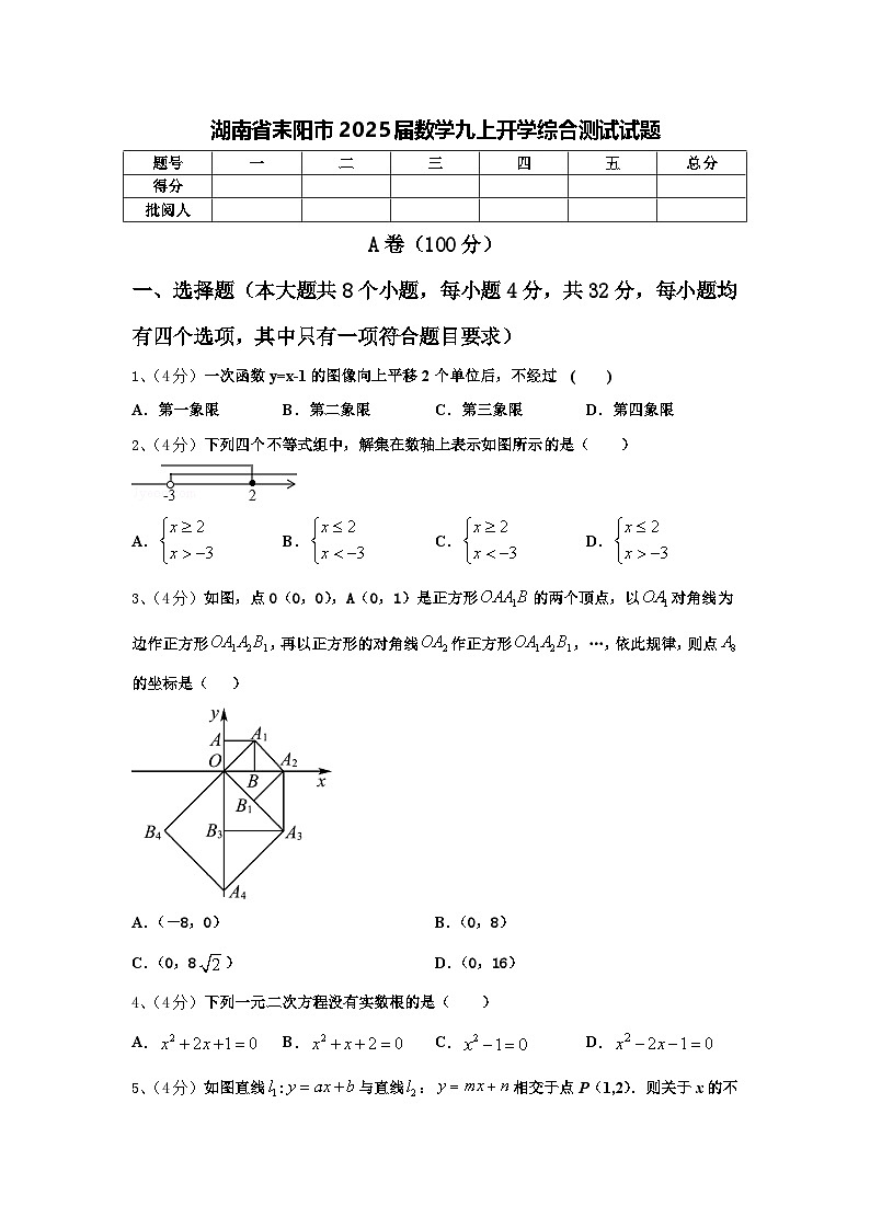 湖南省耒阳市2025届数学九上开学综合测试试题【含答案】第1页