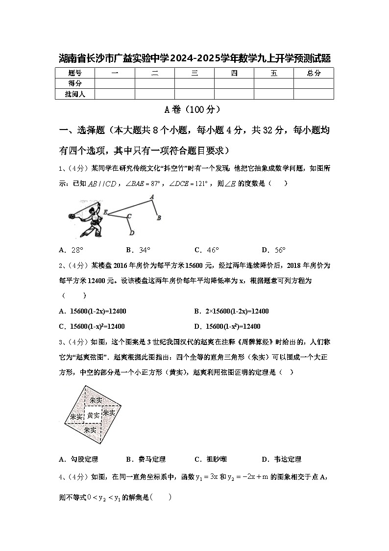 湖南省长沙市广益实验中学2024-2025学年数学九上开学预测试题【含答案】第1页
