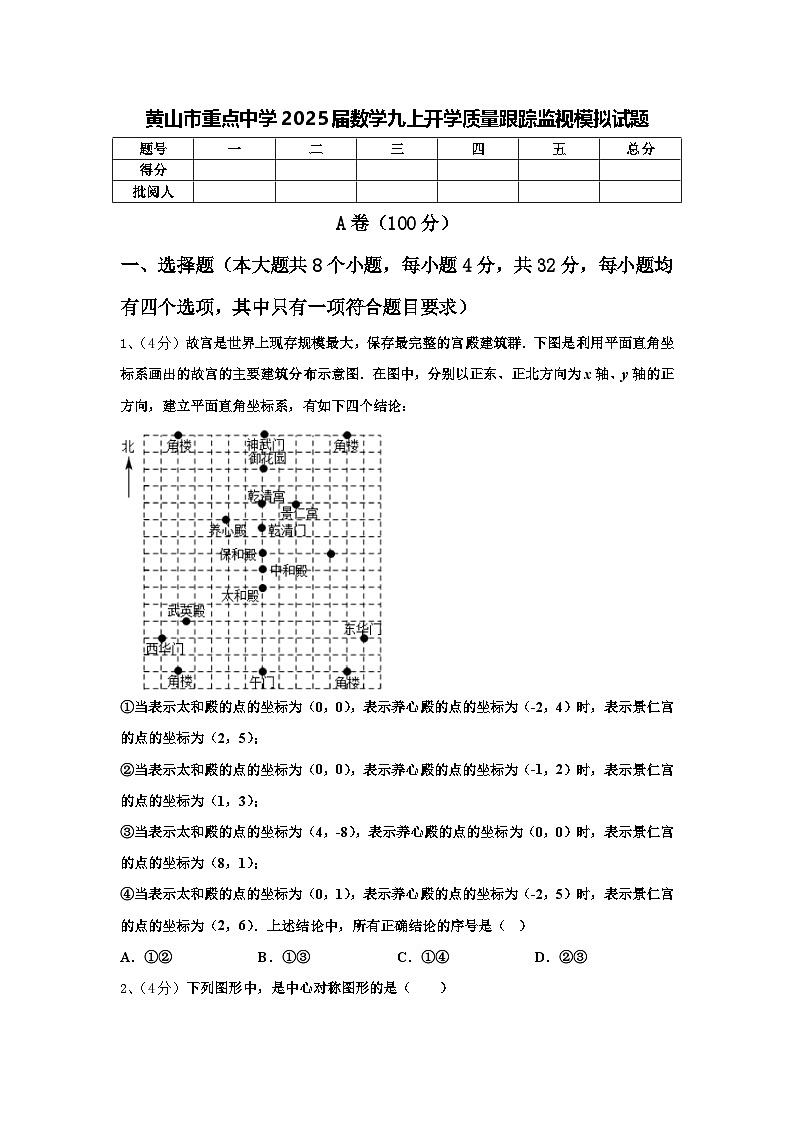 黄山市重点中学2025届数学九上开学质量跟踪监视模拟试题【含答案】第1页