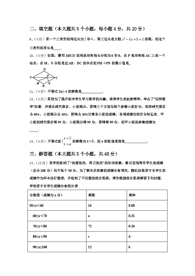 吉林省吉林市第12中学2025届九上数学开学监测模拟试题【含答案】03
