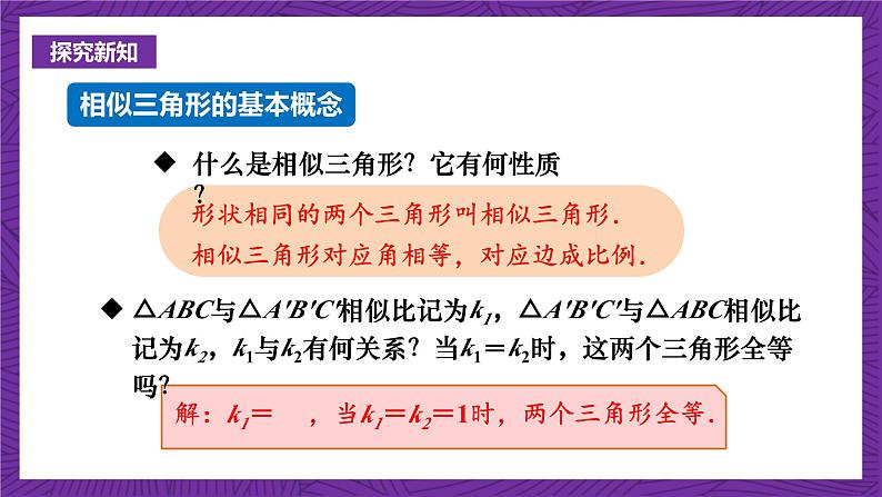 沪科版数学九上22.2.1 《相似三角形的判定(1) 》课件第3页