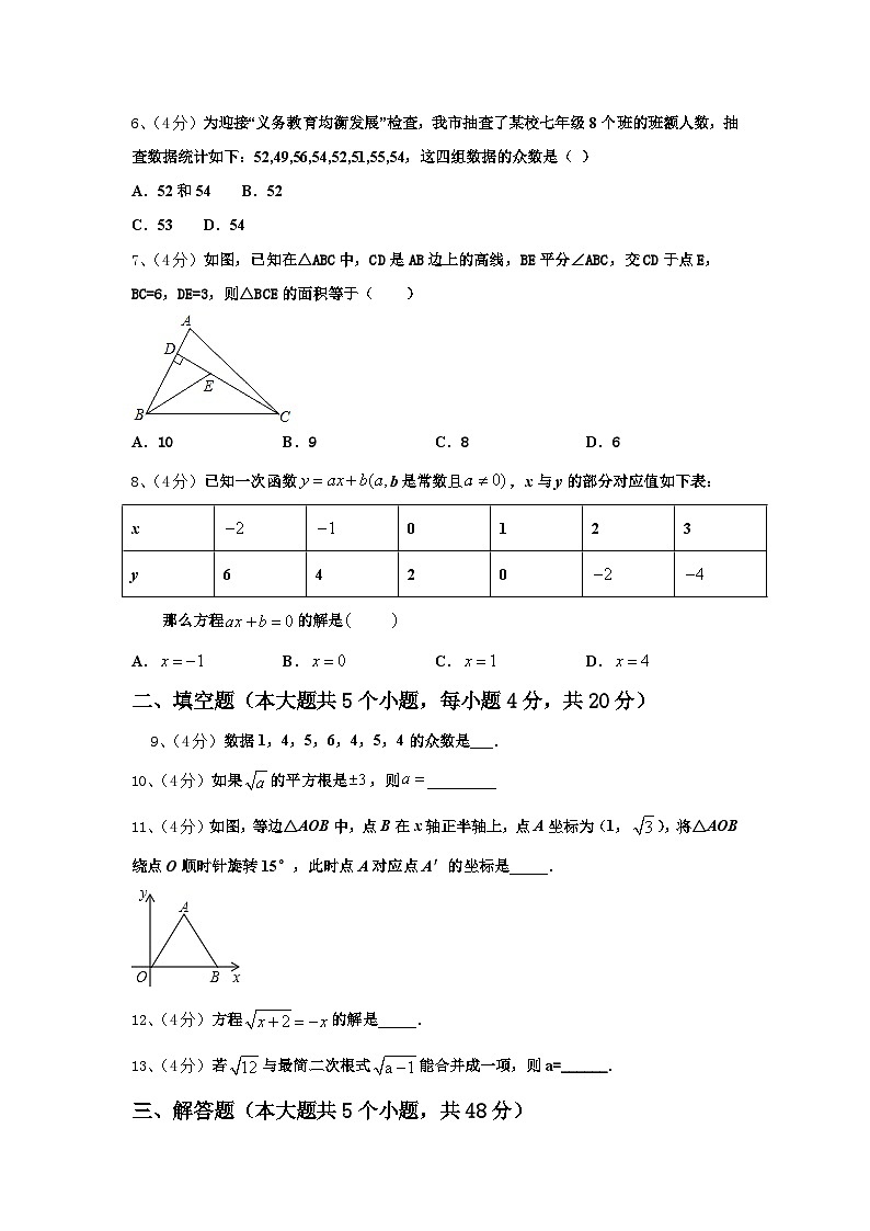 江苏省姜堰区六校联考2024-2025学年九年级数学第一学期开学统考模拟试题【含答案】02