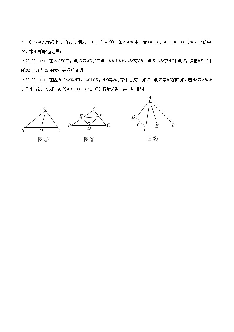 人教版2024-2025学年八年级数学专题12.5全等三角形中辅助线的添法(三大模型)(压轴题专项讲练)专题特训(学生版+解析)第3页