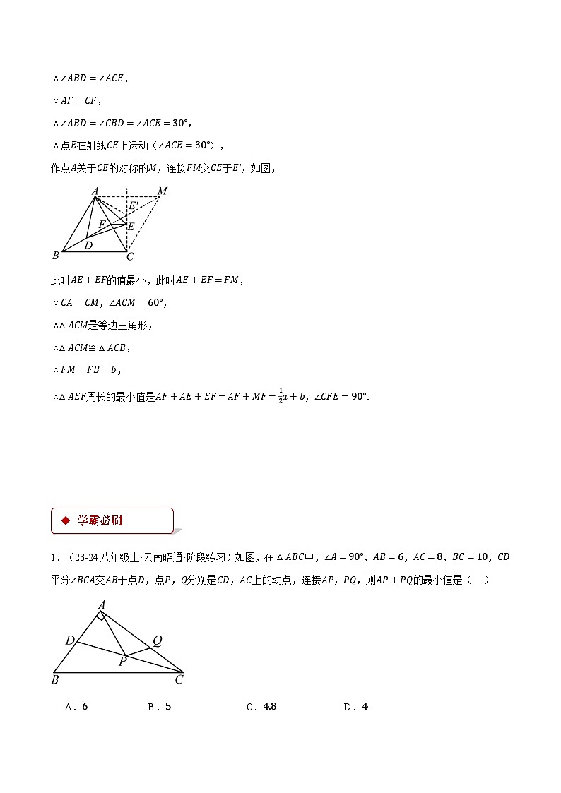 人教版2024-2025学年八年级数学专题13.4轴对称中的最值问题(压轴题专项讲练)专题特训(学生版+解析)第3页