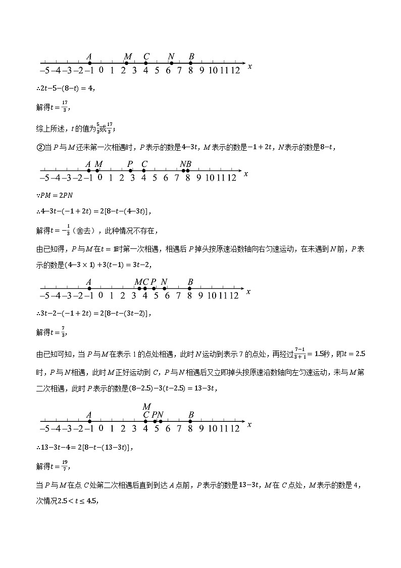 人教版2024-2025学年七年级数学上册1.2数轴中的动点问题(压轴题专项讲练)专题特训(学生版+解析)第3页