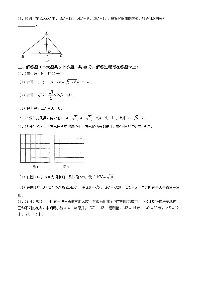 2024-—2025学年四川省成都市双流区八年级（上）10月月考数学试题(无答案)第3页
