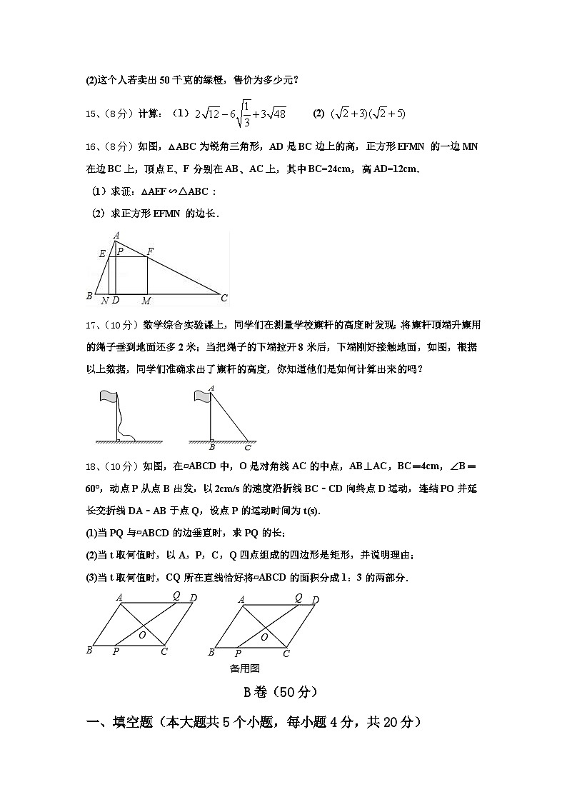 江苏省泰州市民兴实验中学2024年九上数学开学教学质量检测模拟试题【含答案】第3页