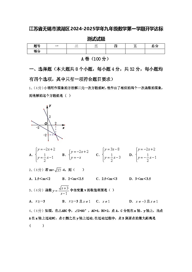 江苏省无锡市滨湖区2024-2025学年九年级数学第一学期开学达标测试试题【含答案】第1页
