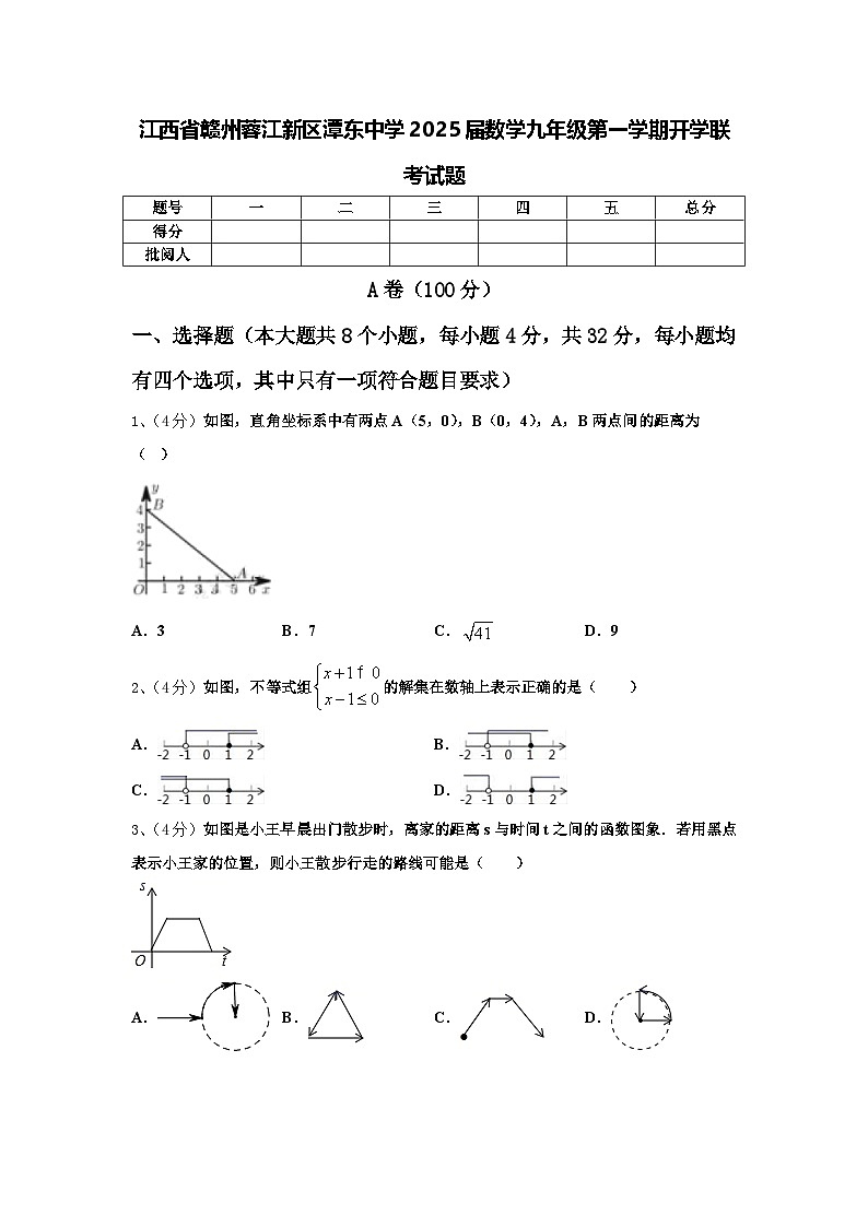 江西省赣州蓉江新区潭东中学2025届数学九年级第一学期开学联考试题【含答案】第1页