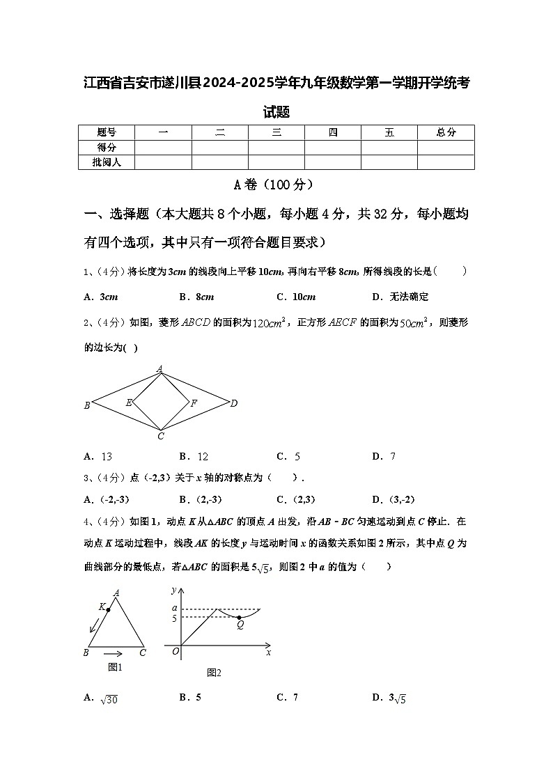 江西省吉安市遂川县2024-2025学年九年级数学第一学期开学统考试题【含答案】第1页