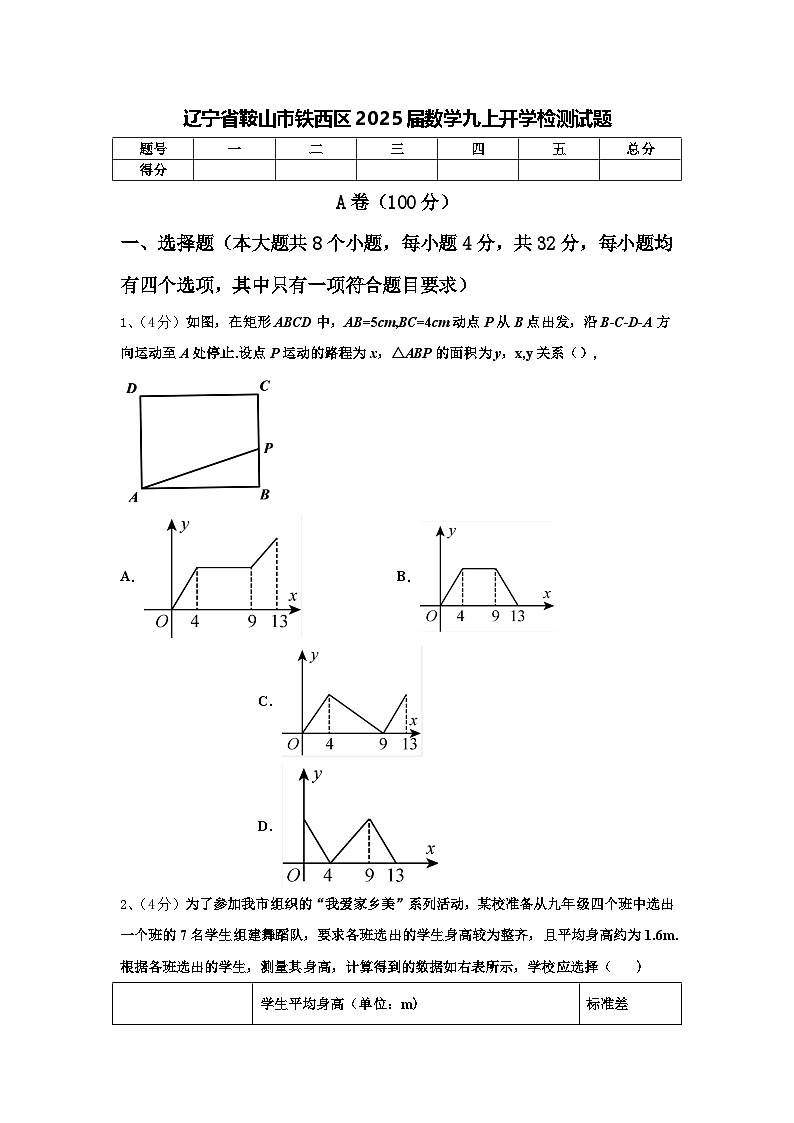 辽宁省鞍山市铁西区2025届数学九上开学检测试题【含答案】第1页