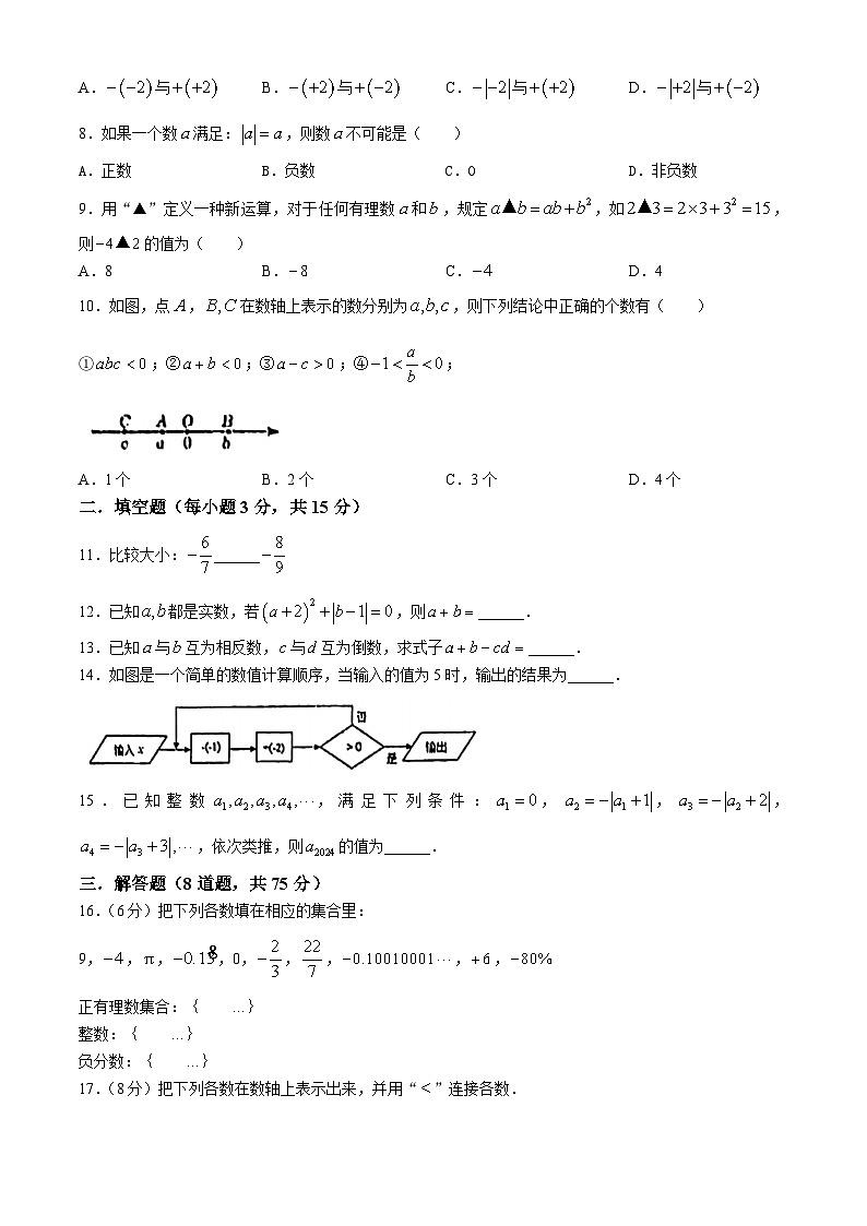 河南省洛阳市涧西区东方第二初级中学2024—2025学年上学期七年级数学月考试卷(无答案)第2页